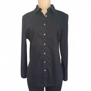 Banana Republic Riley Tailored Fit Black Button Front Shirt Size 6